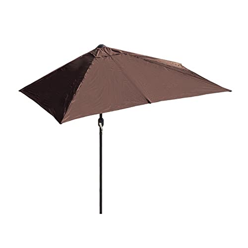 GSKDZG Ombrellone Da Giardino Metà Rettangolare 2m 2.5m Ombrellone Da Spiaggia Per Esterno Parasole Da Parete Con Manovella(Brown,2.0m/6.5ft)