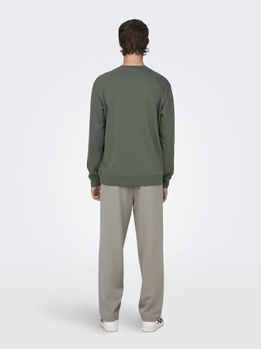Only & Sons Erkek ONSOLIVER REG CAMP SWT CREW NECK Sweatshirt, Koyu Gri, XS - Görsel 5