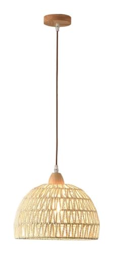 Plafonnier LED suspendu style japonais en fer et chanvre pour éclairage salon et couloir