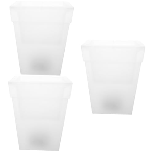 VICASKY 3 Pezzi Vaso Luminoso Solare Quadrato in Plastica Fioriera Decorativa Solare per Giardino Lampada da Vaso per Festa e Patio Risparmio Energetico e Decorazione