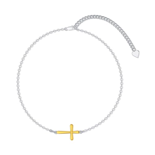 Image of 925 Sterling Silver Anklet Foot Bracelet with Crystal from Austria, Anklet Jewelry Gifts for Women 11 Inch Adjustable