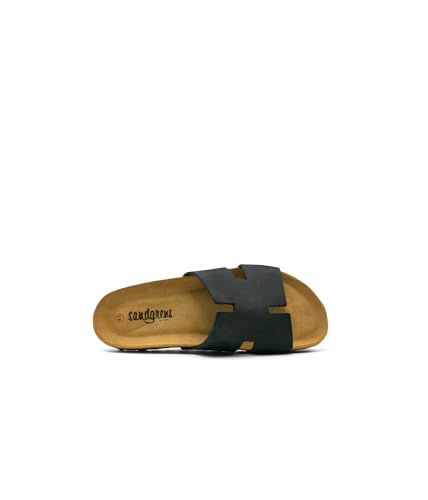 Image of Sandgrens Handmade Unisex Cork Slides | European Top Grain Leather Sandals with Soft Suede Footbed and EVA Rubber Sole | Avila
