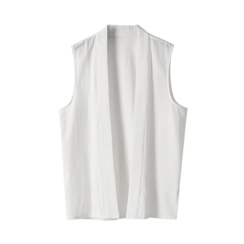 Gilet vintage homme coton lin sans manches ample décontracté style rétro bohème