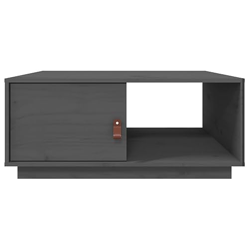 Table basse gris bois massif de pin meuble salon polyvalent table d'appoint