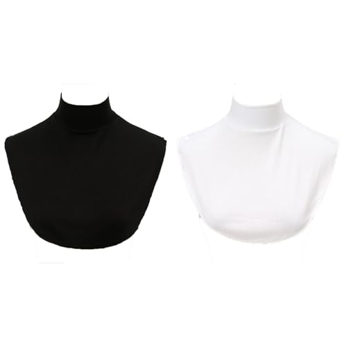 Pokinge 2Pcs Modal Turtleneck Fake Collar Scarf, Solid Color Detachable Dickey Collar Turtleneck Top Half Shirt Blouse Fake Collar Sweaters Shirt Accessories