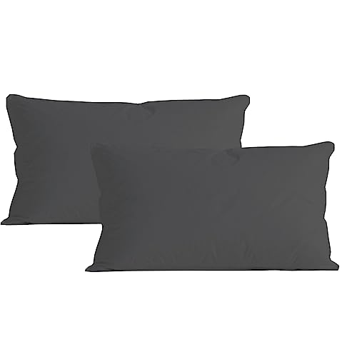 Image of Microfiber Pillow Set of 2 for Sleeping - 16x24 Inches, Dark Grey