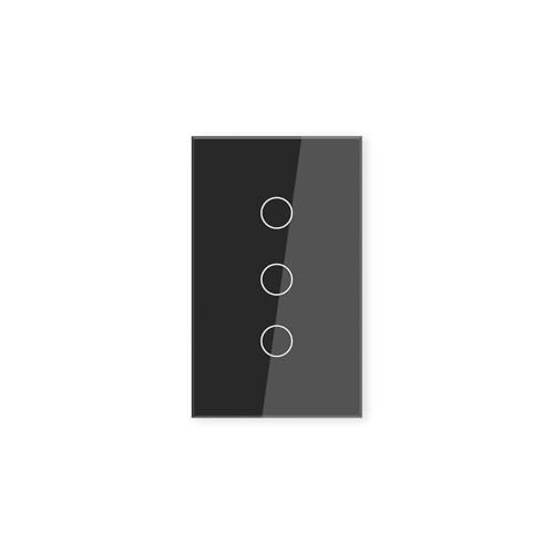 LOUYSGEN Smart Light Switch 118X72X34MM,Need Neutral Wire,2.4GHz WiFi,FCC Certified Smart Switch APP Control Work with Tuya and Alexa,Glass Panel,Black 3 Gang