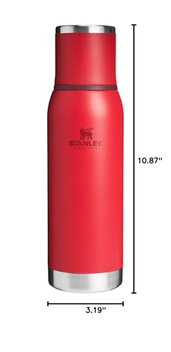 Image of Stanley Adventure-To-Go Vacuum Bottle 25 oz | Wide Mouth with Leakproof Cup Lid | Keep Drinks Hot or Cold | Packable for Travel | Insulated Stainless Steel Thermal Bottle | BPA-Free | Chili Red
