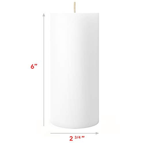 Simply Soson 3x6 inch White Pillar Candles Set of 6, Smooth Texture, Unscented White Candles, Dripless Candles, 3 inch Pillar Candles Ideal as Wedding, Parties, Spas, Dinner, Home Decoration, Church