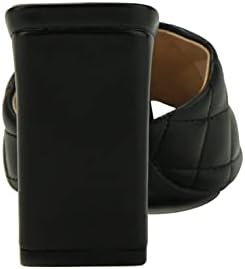 Soda JITTER ~ Women Slip On Flat Heel Squared Toe Diamond Quilted Fashion Sandal (Black, numeric_10) | Image 4