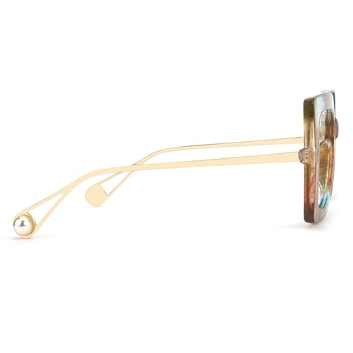 Image of Zeelool Chic Oversized Thick Square Eyeglasses Frame for Women Stylish Multicolor Eyewear with Non-prescription Clear Lens JGT001892-15