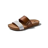 REEF Cushion Vista Womens Fashion Slide Sandal, Vegan Leather Strap, Ultra Soft Cushion Footbed, White Duo, 10