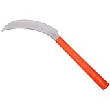 K208P Japanese style berry sickle used for berry, vegetable and lavender harvesting 6.5-inch (165mm) curved stainless steel blade with deep serrations Gentle hook shape blade easily slices through thick stems, branches and bushes Plastic handle and s...