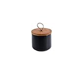 MilkyWay Ceramic Food Storage Jar, Storage Canisters with Airtight Seal Bamboo Lid Modern Design Seal Damp-Proof Kitchen Jar for Coffee, Tea, Spice and More (Black 260ml)