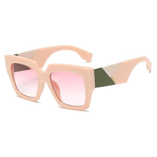 Lunettes de soleil tendance vintage grande monture rose verres UV400