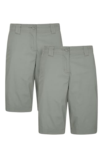 Mountain Warehouse Coast Stretch Womens Shorts - Lightweight Ladies Shorts, Durable Summer Shorts, 4 Way Stretch Short Pants, Easy Care Ladies Trousers - for Travelling, Light Khaki (Multipack), 8