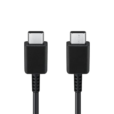 Original Super Fast Type C to C Data Cable Supports 45W Compatible for Sam Sung Galaxy S21 / S21 Ultra / S20 / S20+ / S20 Ultra / M51 / M42 / F23 5G / M53 5G / M52 5G / M33 (Black) (run132)