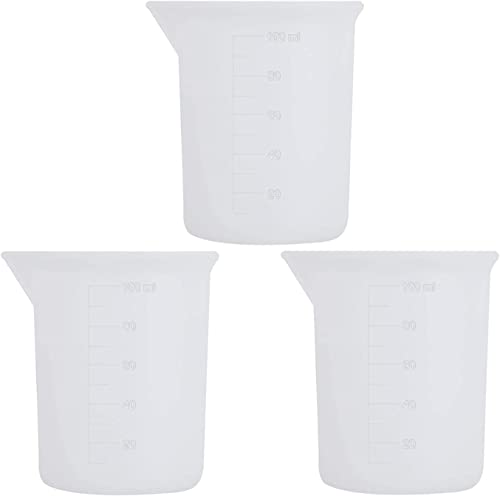 3 Silicone Measuring Cups for Resin 100ml,Nonstick Silicone Mixing Cups/DIY Glue Tools Epoxy Resin Cups Reusable Precise Scale Mixing Cup for Casting Molds, Slime, Art, Waxing