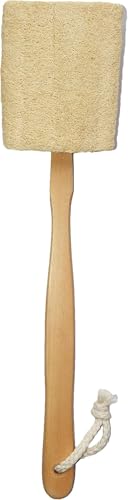 Image of Rosena Natural Exfoliating Loofah luffa loofa Bath Brush On a Stick - with Long Wooden Handle Back Brush for Men & Women - Shower Sponge Body Back Scrubber Pack of 1