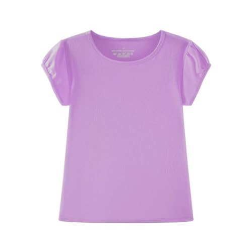 Image of Huata Girls Short Puff Sleeve Tee Basic T-Shirt 2 Packs Crewneck