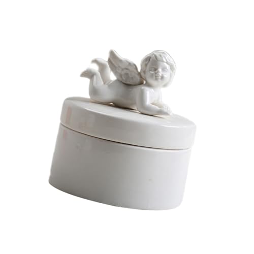 TOVINANNA Boîte à Bijoux Porcelaine Blanche Ange Organisateur Élégant pour Colliers Bracelets et Bagues Rangement pour Cadeaux Femmes et Filles