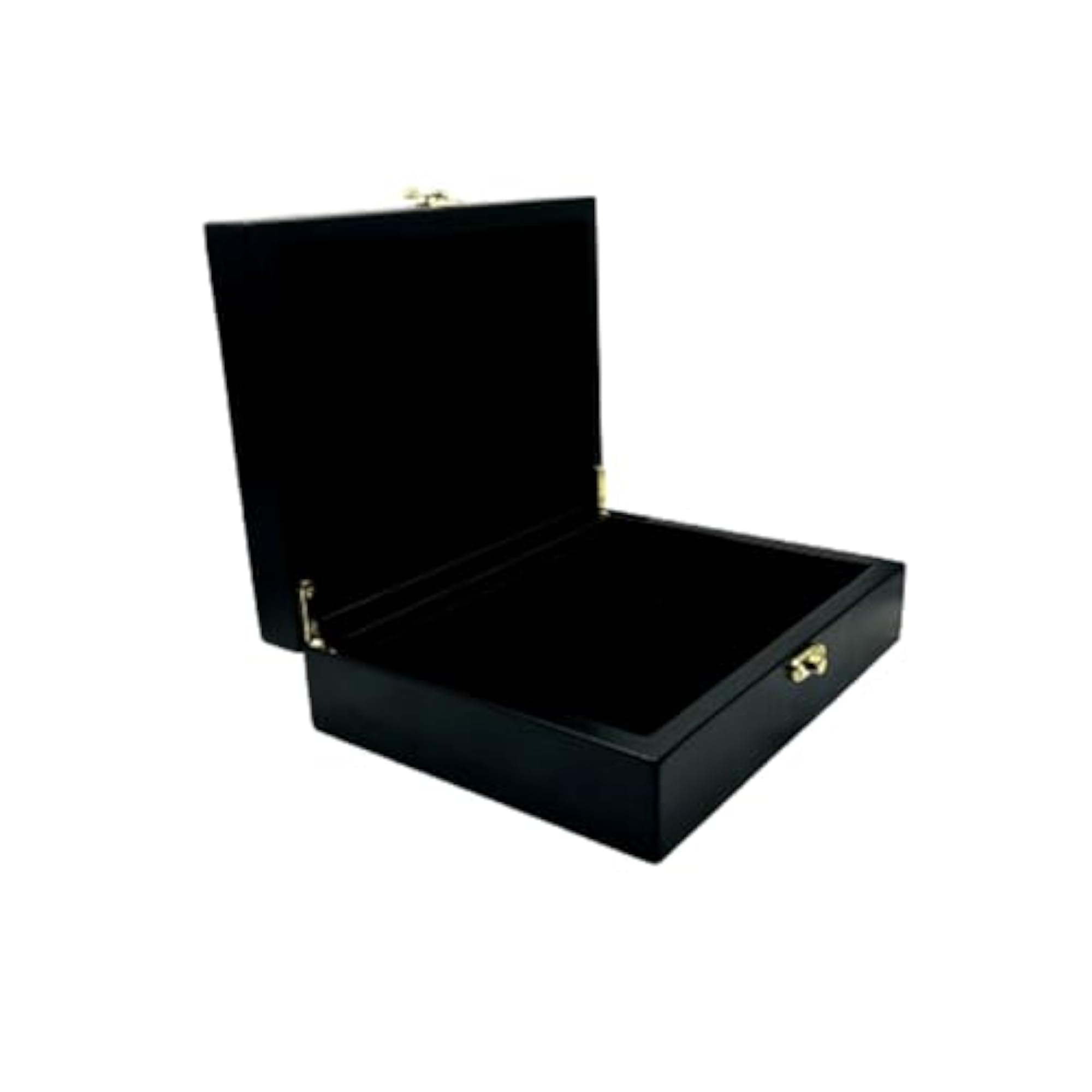 Elegant Black Wooden Storage Box with Velvet Interior