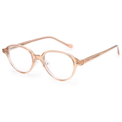 Image of Dollger Blue Light Blocking Glasses For Woman Men TR90 Retro Round Computer BlueLight Glasses Clear Lens Non-Prescription Transparent tea