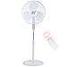 Price comparison product image NETTA Pedestal Standing Floor Fan  16 Inch, 3 Speed Settings, with 7-Hour Timer, Remote Control, Oscillating Function and Adjustable in Height  40W  White