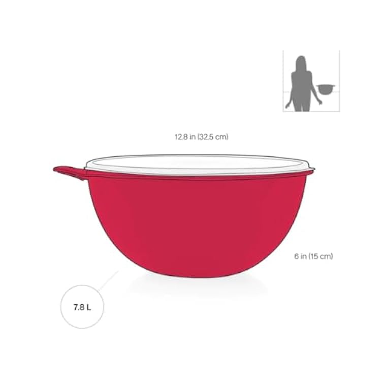Tupperware Thatsa Bowl Mixing Bowl 32 Cups 7.8L Chili Red