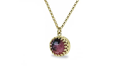 Collier en rhodonite 10mm façonné à la main, bijou d'exception en pierre naturelle pour femme