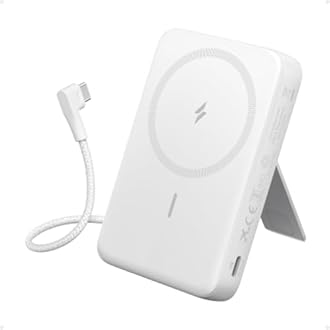 Anker Zolo Magnetic Power Bank, 10,000mAh Wireless Portable Charger with 30W Max Fast Charging, Battery Pack with Built-in USB-C Cable and Adjustable Stand, for iPhone 17/16 Series, AirPods, and More