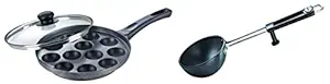Prestige Hard Anodised Tadka Pan, 100 mm+Prestige Omega Select Plus Non-Stick Paniyarakkal with Lid (240 mm, Black)- Gas Top Compatible only