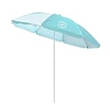 CARIBBEAN JOE Beach Sun Umbrella, Portable, UV Protection, Great for Outdoor, Shoulder Carry Bag, Full 6 ft Arc, Mint