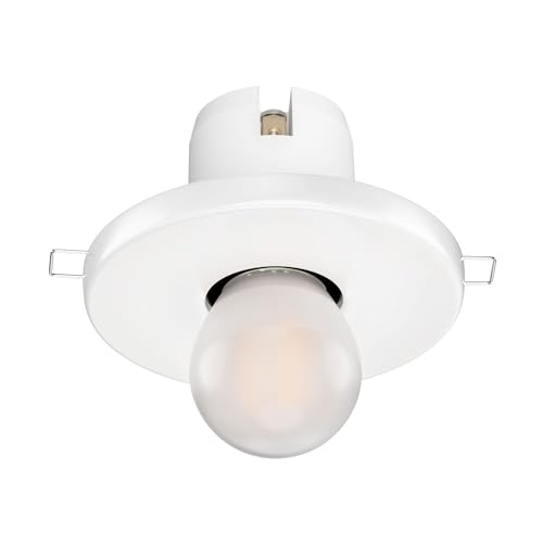 ledscom.de Plafonnier encastré en porcelaine E27 TELA, blanc, lampe LED incluse, givré, 477lm blanc chaud