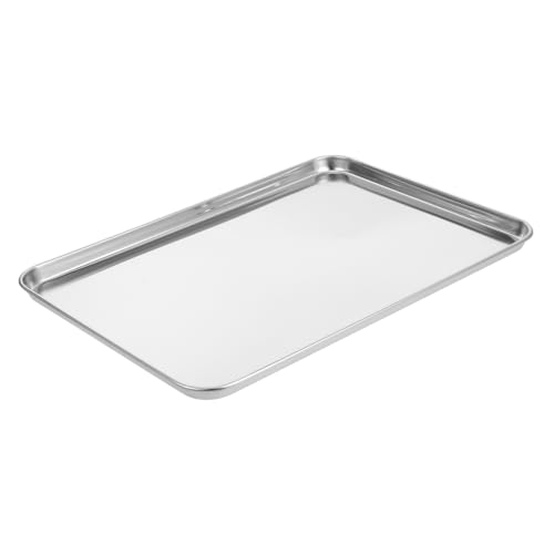 LOPUNER Plateau INOX Rectangulaire 35x25 Cm pour Rassemblements Familiaux et Service Alimentaire Cuisine