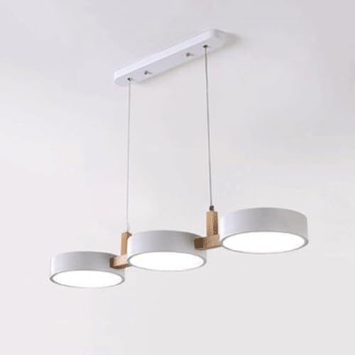 Luminaire suspendu en rondins à 3 têtes avec abat-jour rond pour plafond de cuisine
