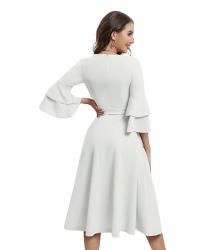 Women's Cocktail a Line Summer Dress High Waist Solid Color Prom Work Party Maxi Dress2