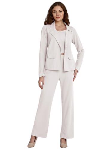 Image of Leriya Fashion Co ord Set for Women Stylish | Lycra Blend Western Blazer Suit 3 Piece Co ord Set | Casual Blazer for Women Stylish Formal Professional Office Wear