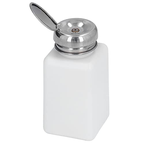 Ejoyous 200ML Alcohol Dispenser, Press Type Solvent Dispenser Push Type Anti Static Alcohol Bottle ESD Anti Static Square Bottle with Stainless Steel Lid (White)