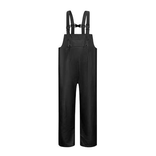 Crivce Waterproof Work Bib Overalls for Men Heavy Duty Rain Pants Fishing Construction Waterproof Trousers Rain Gear Black L