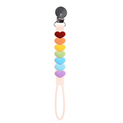 Image of Loulou Lollipop Beadless Silicone Pacifier Clip (Sweetheart, Rainbow)