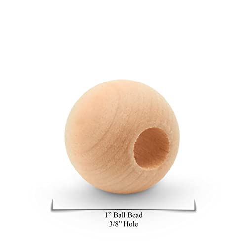 Wooden Beads (25Mm) 1 Inch With 3/8 Inch Hole Pack Of 100 Unfinished Wooden Bead Supplies Easily Threads, Smooth Natural Finish Paint And Stain By Woodpeckers #TOP1