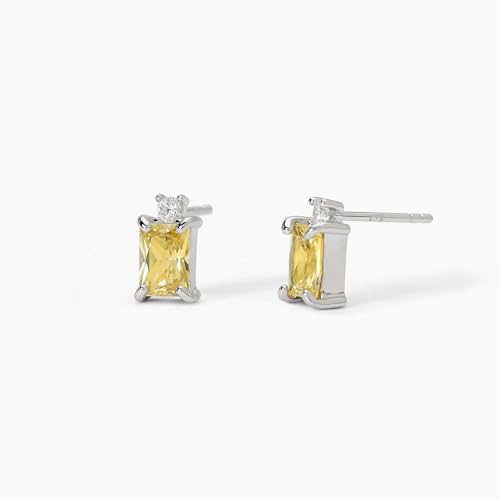 Orecchini in argento con zircone lemon taglio princess - Donna Mabina 563720