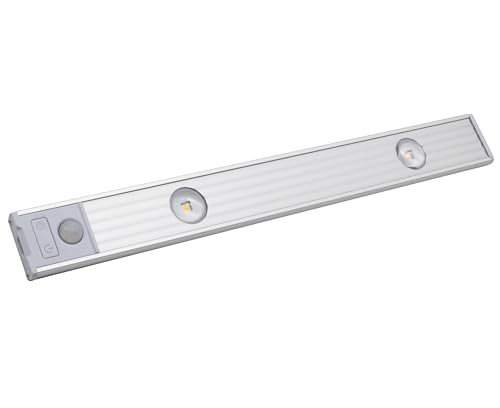 Techly 368246 - Luz LED delgada recargable por USB con sensor de movimiento, 30 cm, color plateado