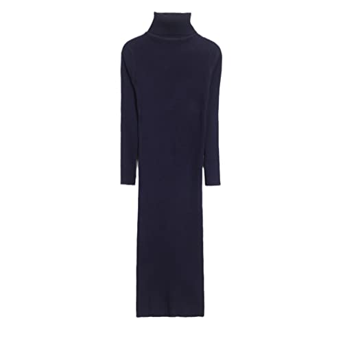 Robe pull en tricot col roulé idéale pour aller au bureau en hiver