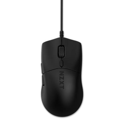 NZXT Lift 2 Symm | Ratón para Juegos con Cable simétrico y Ligero | Diseño Ligero de 58 g | Tasa de sondeo de 8K | Interruptores ópticos | Sensor óptico PPP de 26K | Pies de PTFE 100% | Negro