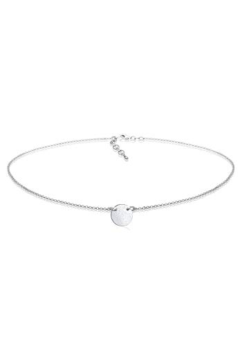 Preisvergleich Produktbild Elli Halskette Damen Geo Plättchen Matt Choker in 925 Sterling Silber