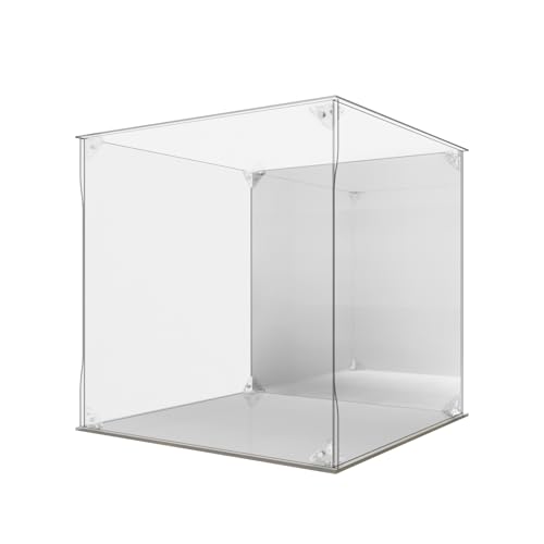 YFYUNDUDU 八番屋 フィギュアケース アクリル フィギュア収納 マグネット式 UVカットおもちゃの収納ボックス 高い透明度 収納ボックス 組み立て式 防汚れ手袋-クリーニングクロス付き フィギュアや小物の保護に最適 大切なコレクションを美しく飾る (幅25 × 奥行25 × 高さ25cm 台座: 黒)