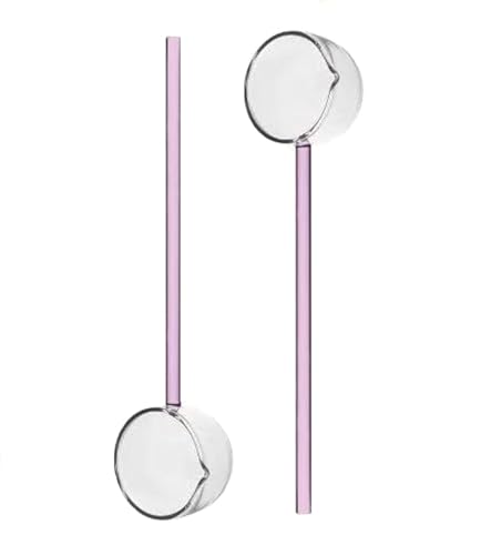 2PCS Clear Glass Round Soup Spoon Long Handle Scoop, Heat Resistant Ladle, Novelty Transparent Stirring Coffee Spoon, Cute Borosilicate Glass Mixing Utensil
