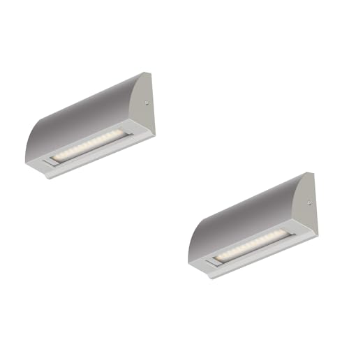 ledscom.de 2 LED wall Light/Staircase Light SEGIN for Outdoors IP54, Flat, Downlight, Grey matt, Angular, 3.8 W, 265lm, Warm White